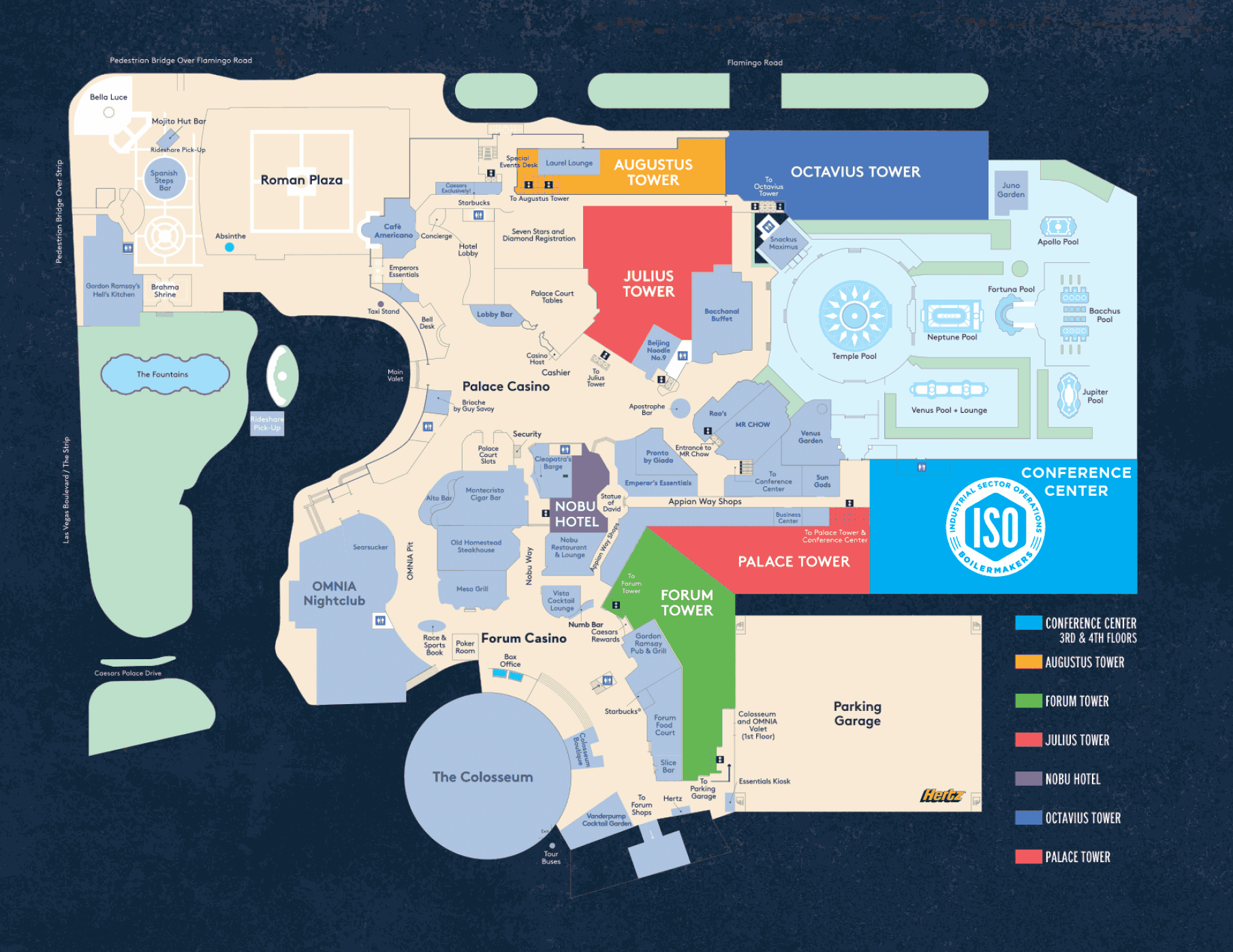 2024 ISO Conference - Caesars Palace Hotel and Casino Map